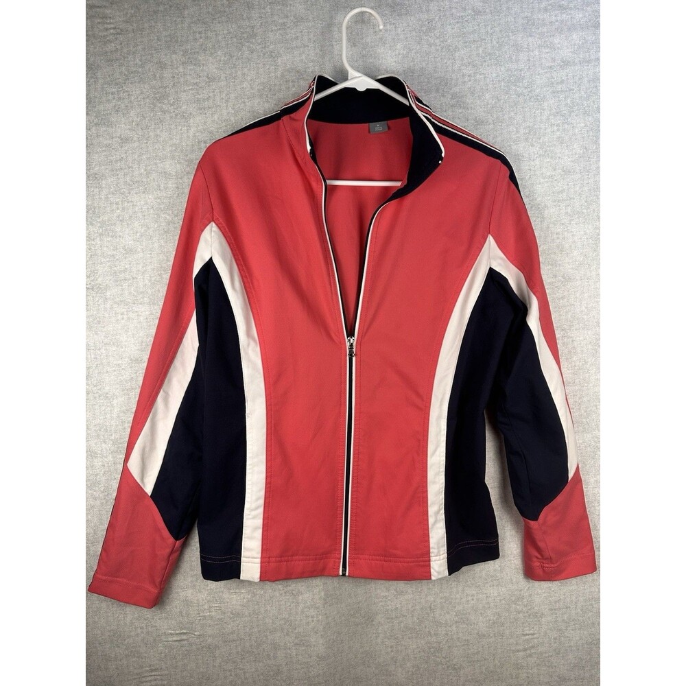 Womens Salmon Colorblock Full Zip Track Jacket Size Medium Retro Y2K Sporty